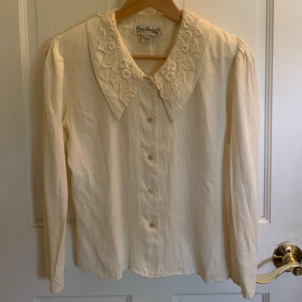 80's lace collared blouse